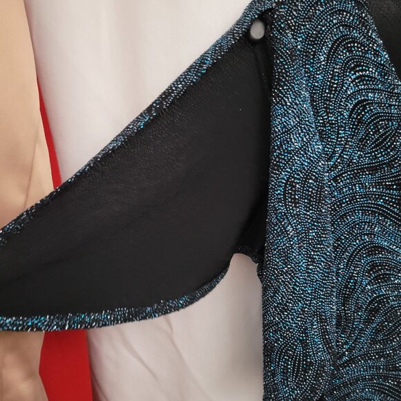 NWT Metaphor Sparkle Metallic blouse blue V-neck open sleeve dressy sparkly NEW - Picture 4 of 10